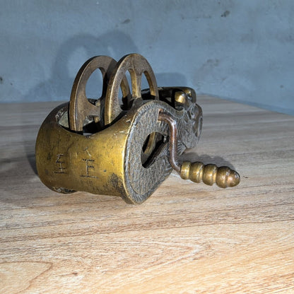 Vintage Brass Dragon Carpentry Ink Line Tool Chinese Antique Measuring Tool