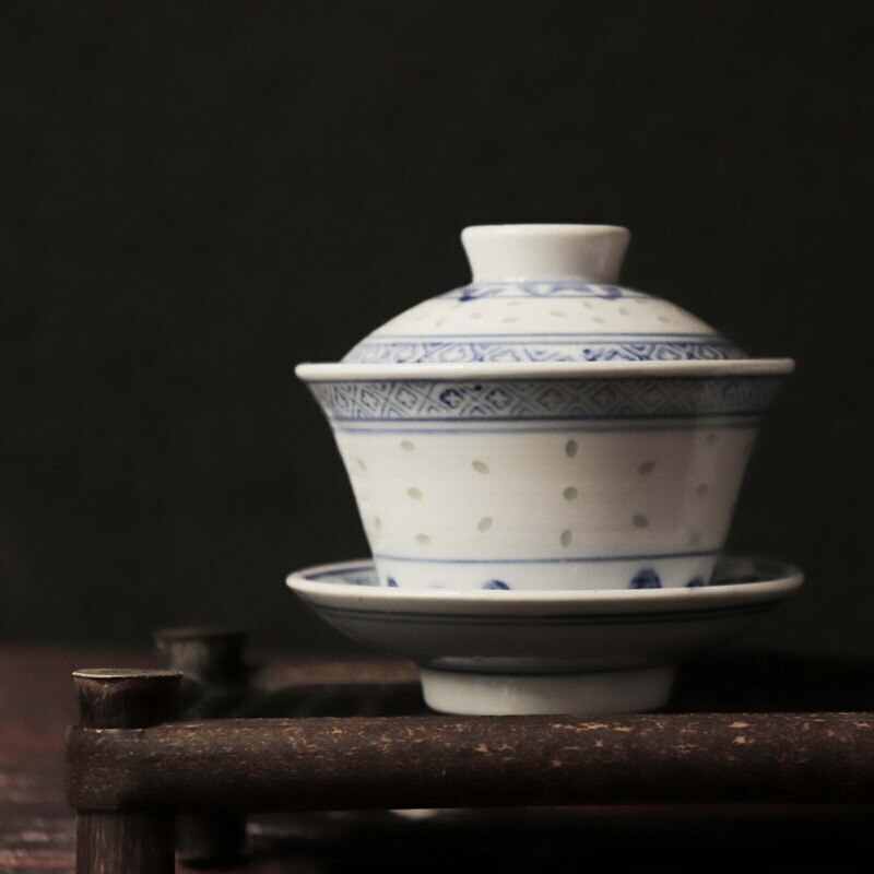 120ml Jingdezhen Ceramic Gaiwan Handmade Tea Bowl Chinese Retro Tureen Teacup