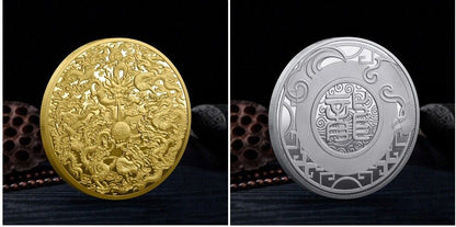 Commemorative Challenge Coins Iron Gold Silver Plated Chinese Style Dragon Decor
