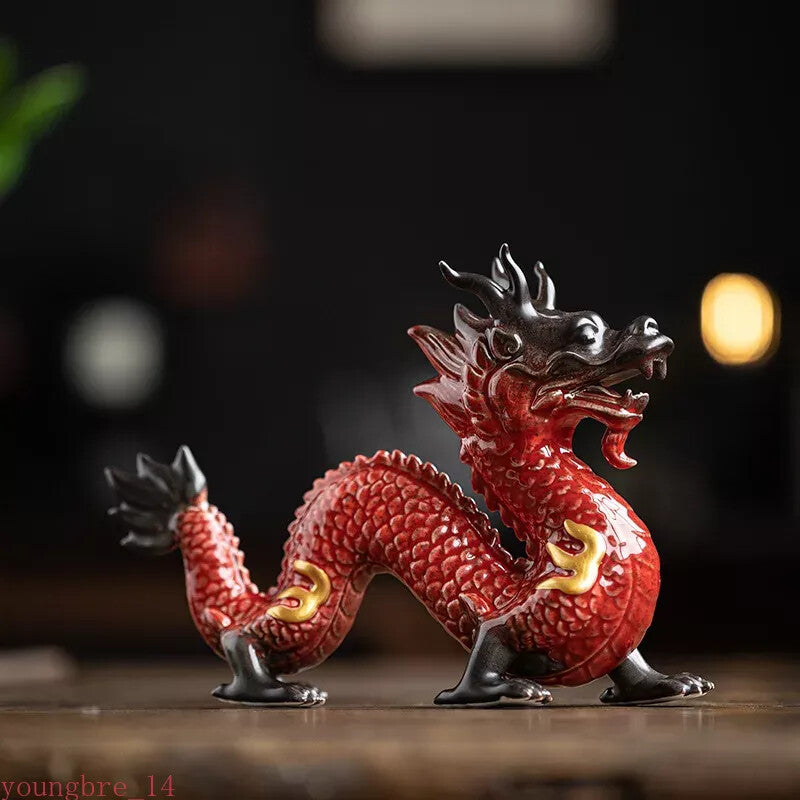 Handmade Decoration Techniques Traditional Chinese Ceramic Dragon Statues