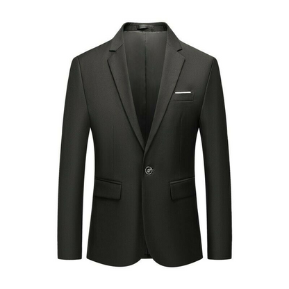 Men's Blazer Jacket One Button Slim Fit Business Long sleeve Casual Coat New @