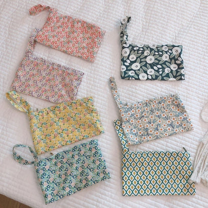 Floral Coin Purse Cotton Pouch Cosmetic Bag Fabric Make Up Organizer Storage Bag