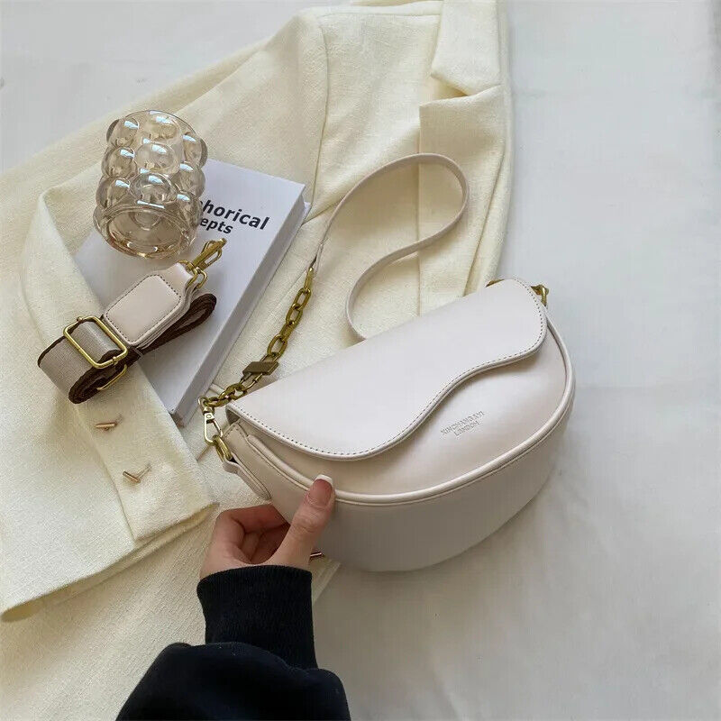 Women's PU Small Shoulder Bag Fashion Simple Underarm Handbag Travel Crossbody