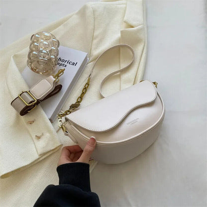 Women's PU Small Shoulder Bag Fashion Simple Underarm Handbag Travel Crossbody