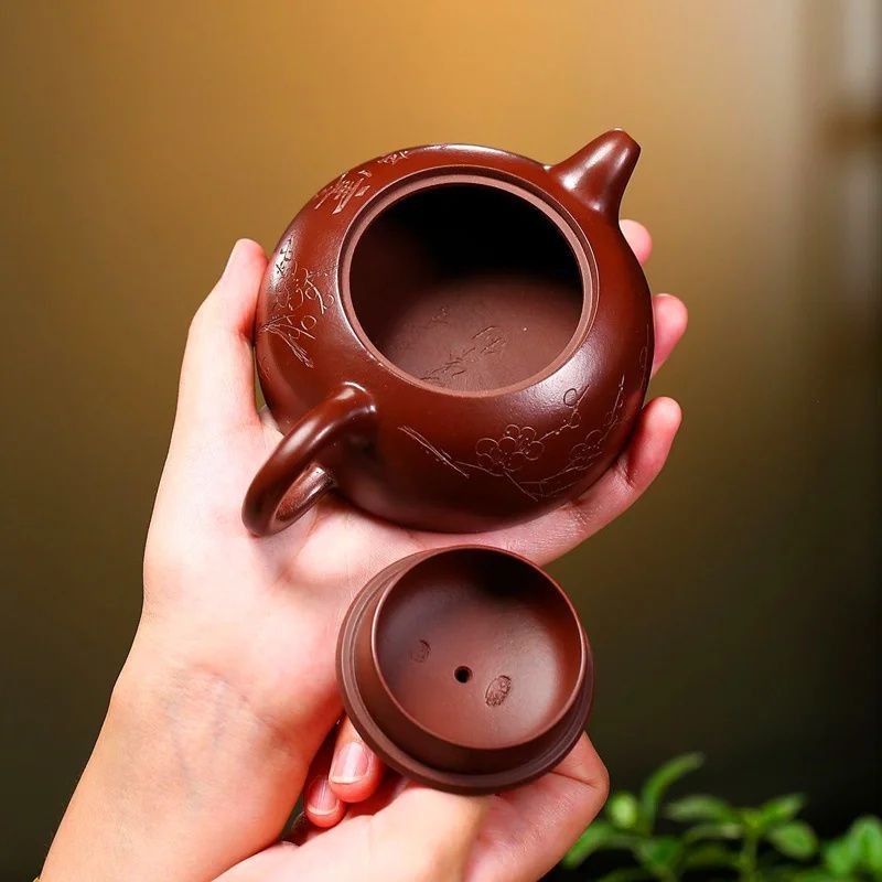 Yixing Zisha Teapot Handmade Zi Zhu Ni Hanmei Half Moon Gongfu Tea Pot 220ml