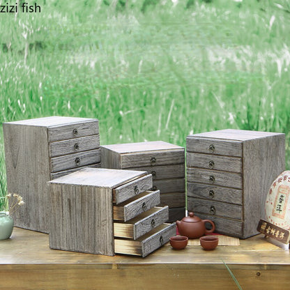 Multilayer Solid Wood Tea Box Tea Cake Storage Box Drawer Type Tea Cabinet Tea