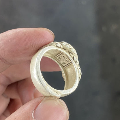 Vintage Chinese Antique Collection Snake Zodiac Adjustable Ring Nostalgic Gift