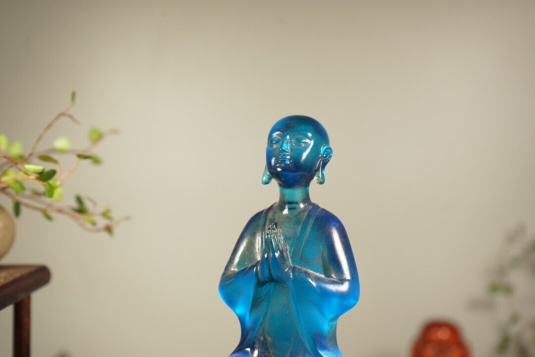 Collect China old Coloured glaze gilt carefully carve enlightenment statue BL