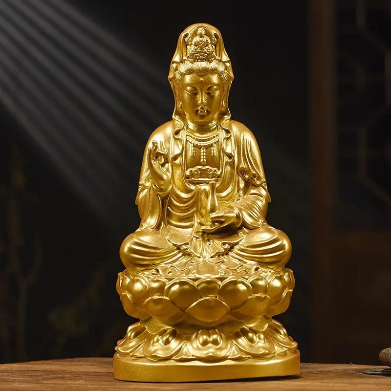 Lotus Guanyin Statue Safflower Pear Black Sandalwood Buddha Statue Home FengShui