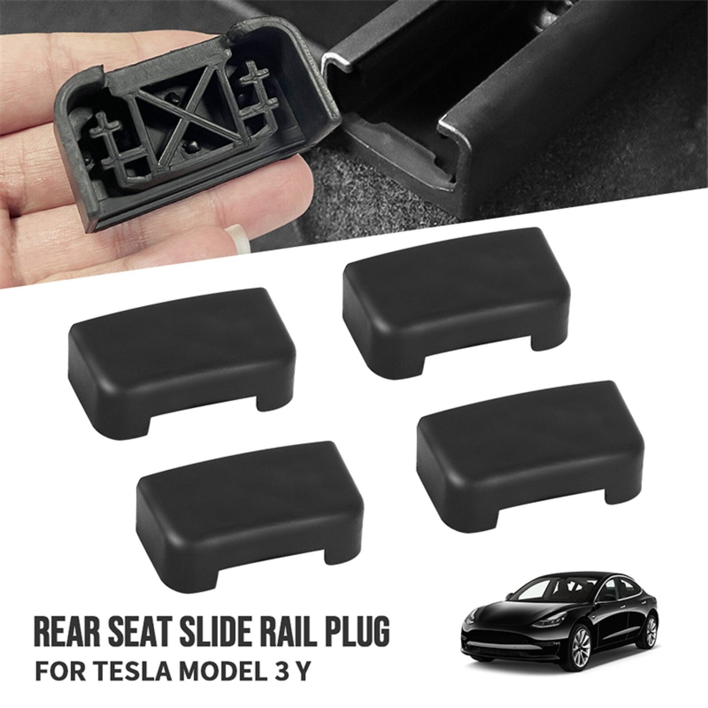 4Pcs Car Rear Seat Slide Rail Anti-Kick Plug Protector Cover For Tesla Model 3 Y
