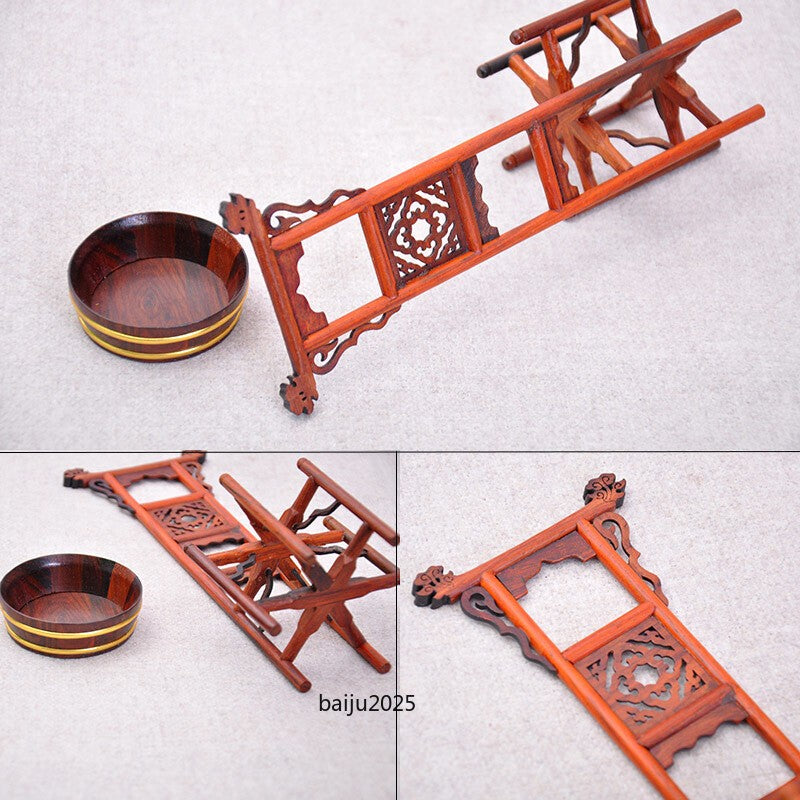 Chinese Antique Wash Basin Stand Mini Furniture Model Dollhouse Furniture Decor