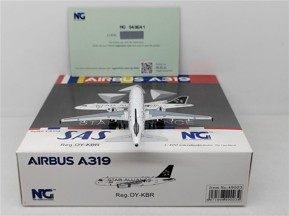 1:400 NG Model SAS STAR ALLIANCE AIRBUS A319 Passenger Airplane Diecast Model