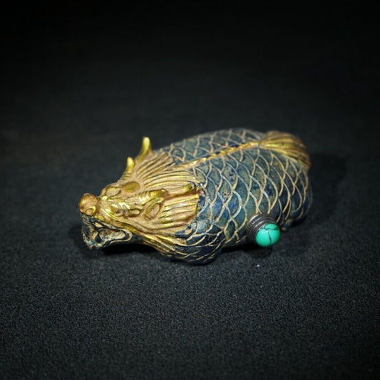 chinese beijing carved glass snuff bottle antique carving dragon statue Loong