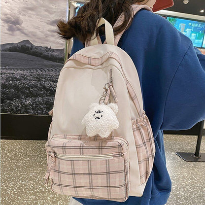 Cute Travel School Bag Fashion Book Backpack Trendy College Cool Plaid Bag Pack