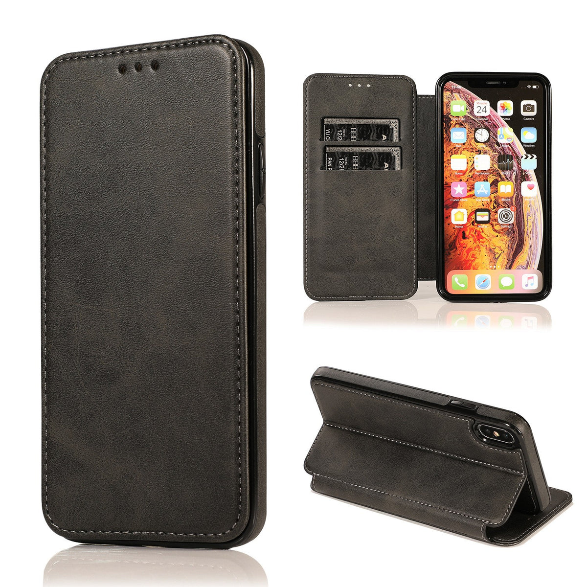 Wallet PU Leather Flip Phone Case for iPhone 17 Plus Pro Max Air/16/15/Samsung