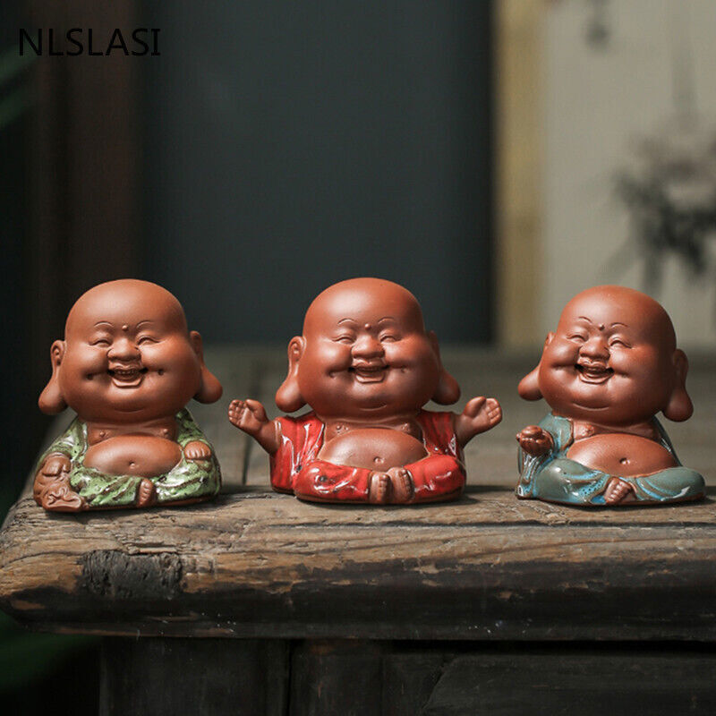 Creativity Purple Clay Tea Pet with Tea Strainer Monk Buddha Figurine Ornaments