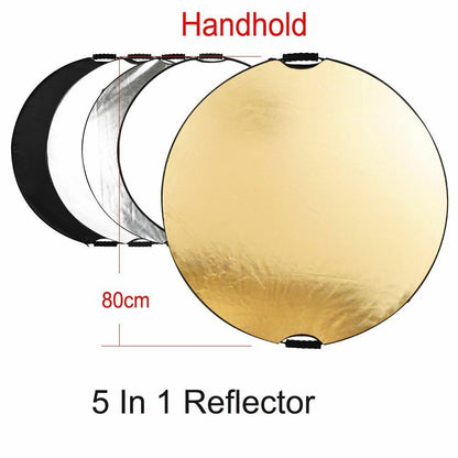 5 In 1 Light Reflector Diffuser 80/110cm Handhold Collapsible Photography Tools