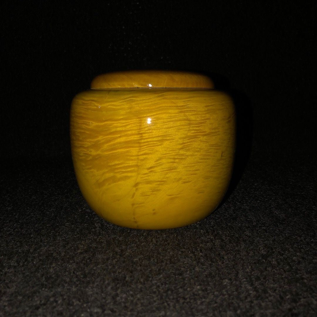 Large Leaf Nanmu Wood Jar 11×12cm Solid Wood Go/Tea Storage Jar Handcarved