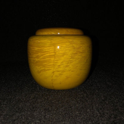 Large Leaf Nanmu Wood Jar 11×12cm Solid Wood Go/Tea Storage Jar Handcarved