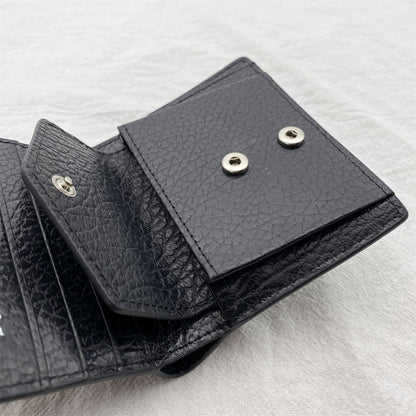 Cowhide Black Wallet Fashionable Simple Genuine Leather Wallet Card Bag 11*2*9CM