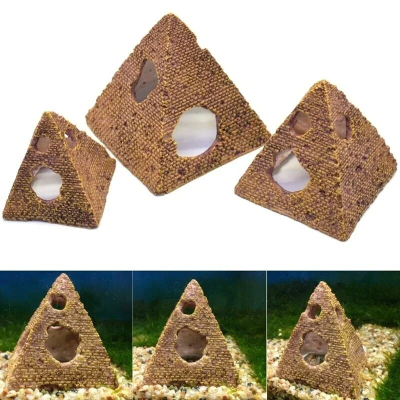 Aquarium Ornaments Resin Pyramid Landscape Shrimps Shelter Fish Tank Decorations