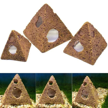 Aquarium Ornaments Resin Pyramid Landscape Shrimps Shelter Fish Tank Decorations
