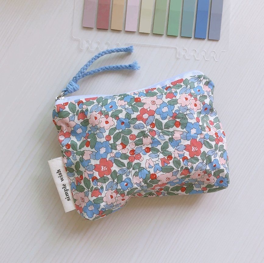 Mini Cotton Cosmetic Make Up Bag Zipper Floral Inner Organizer Bags Coin Purses