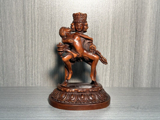 Collect Chinese Old Boxwood Carved Sexy Figure Statue Wooden Art Statue