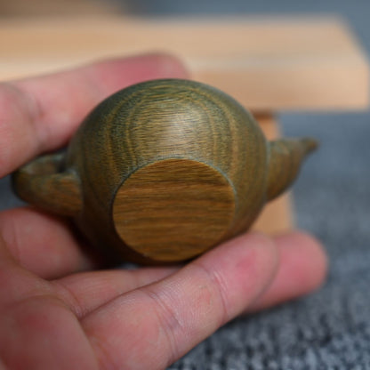 Chinese Style Green Sandalwood Carving Xishi Teapot Wood Carving Handicraft