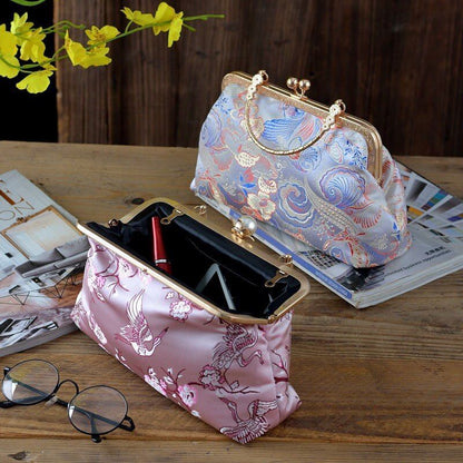 Flowers Style Vintage Kiss Lock Shell Bag Chain Shoulder Crossbody Bag Handbags