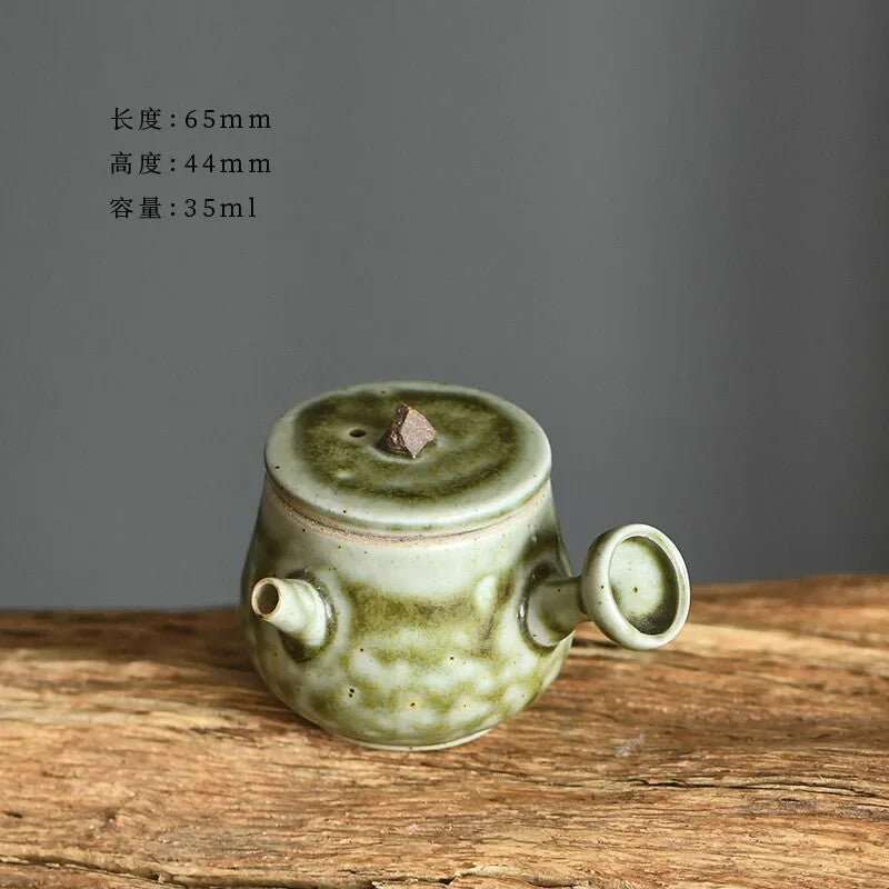 Coarse Pottery Mini Side Handle Pot Chinese Fingertip Teapot Handmade