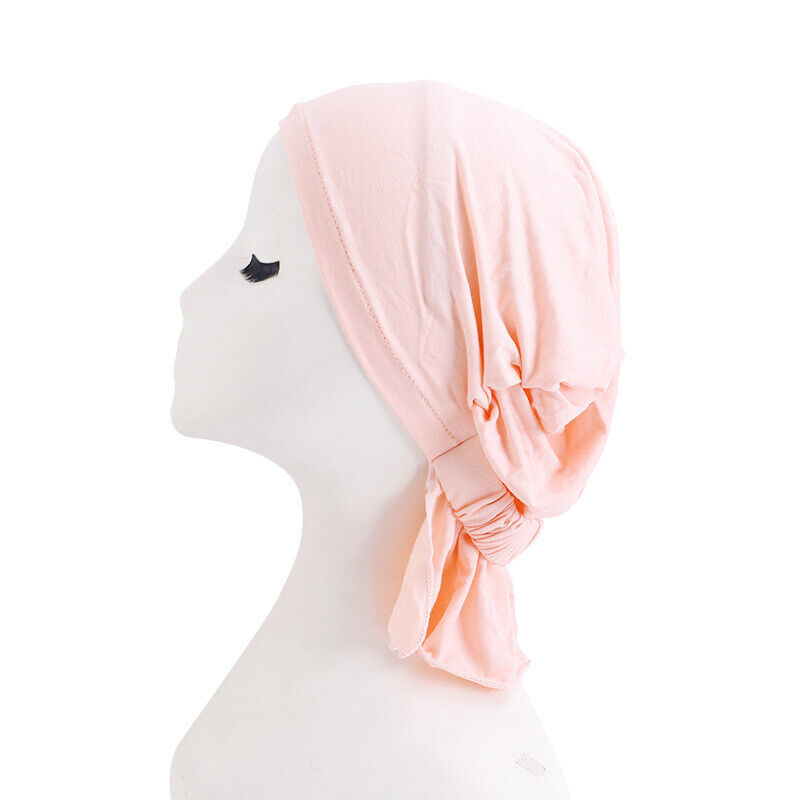 Womens Hair Loss Wrap Cancer Chemo Cap Solid Muslim Turban Hijab Hat Head Cover