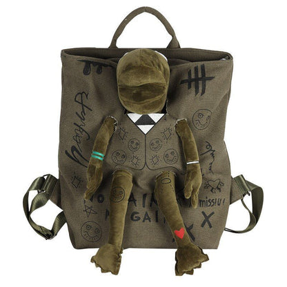 Large 3D Frog Backpack School Bag Canvas Handbag Traveling Bags 37*10*40 CM 1PC