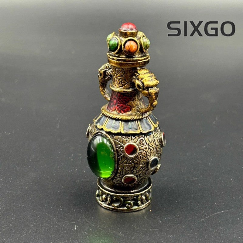 Archaizing Copper Snuff Bottle Tibetan Style Handicraft Home Decoration Ornament