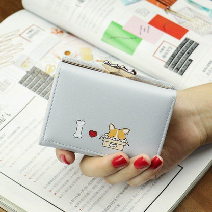 Women Wallet Small Cute Bag Short Leather Purse Clutch Polyester 3*8.5*10.5 CM