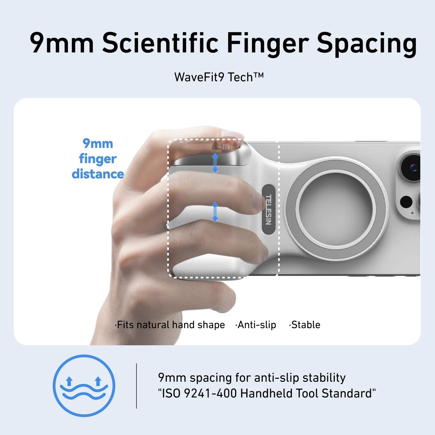 TELESIN Phone Grip – 8X Magnet, Dual Fill Light, 360° Remote