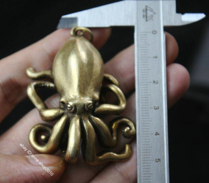 Brass Octopus Small Statue Tea Pet Home Ornaments Animal Figurines Gift