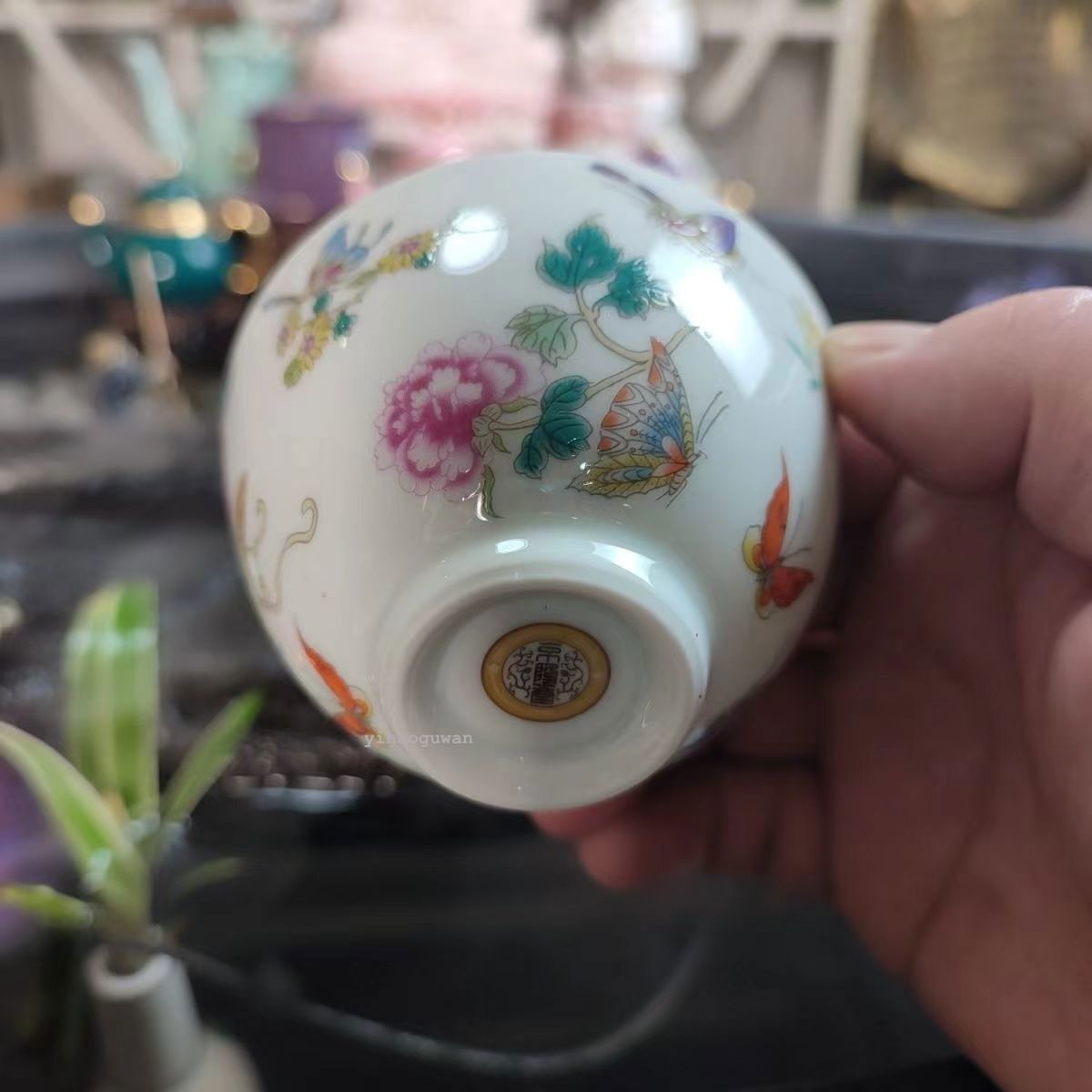 100ML Chinese Antique Colored Butterfly Master Tea Cup
