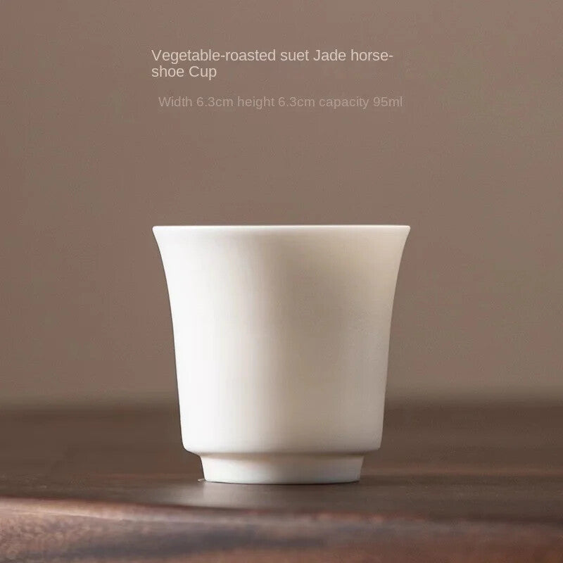 Plain Roast Mutton Fat Jade Small Teacup Dehua Kung Fu Tea Cup White Porcelain