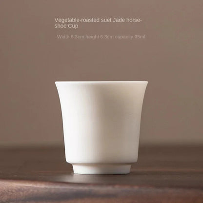 Plain Roast Mutton Fat Jade Small Teacup Dehua Kung Fu Tea Cup White Porcelain