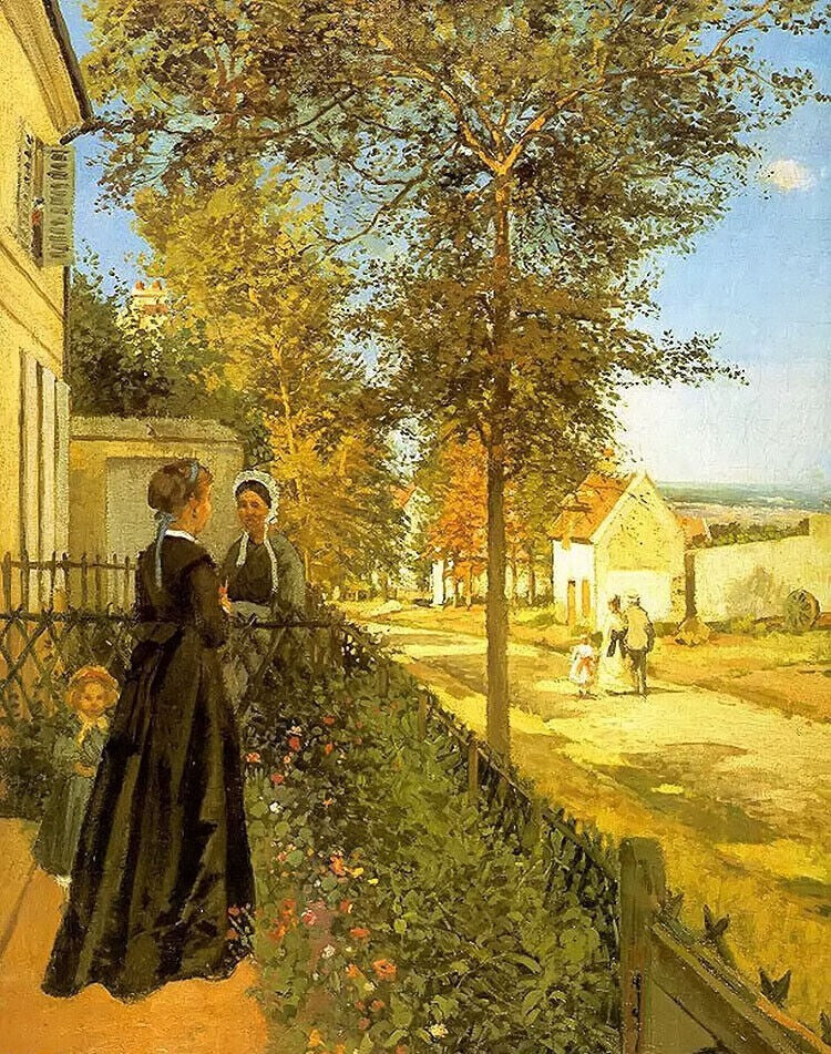 Dream-art Oil painting louveciennes the road to versailles lady in landscape art