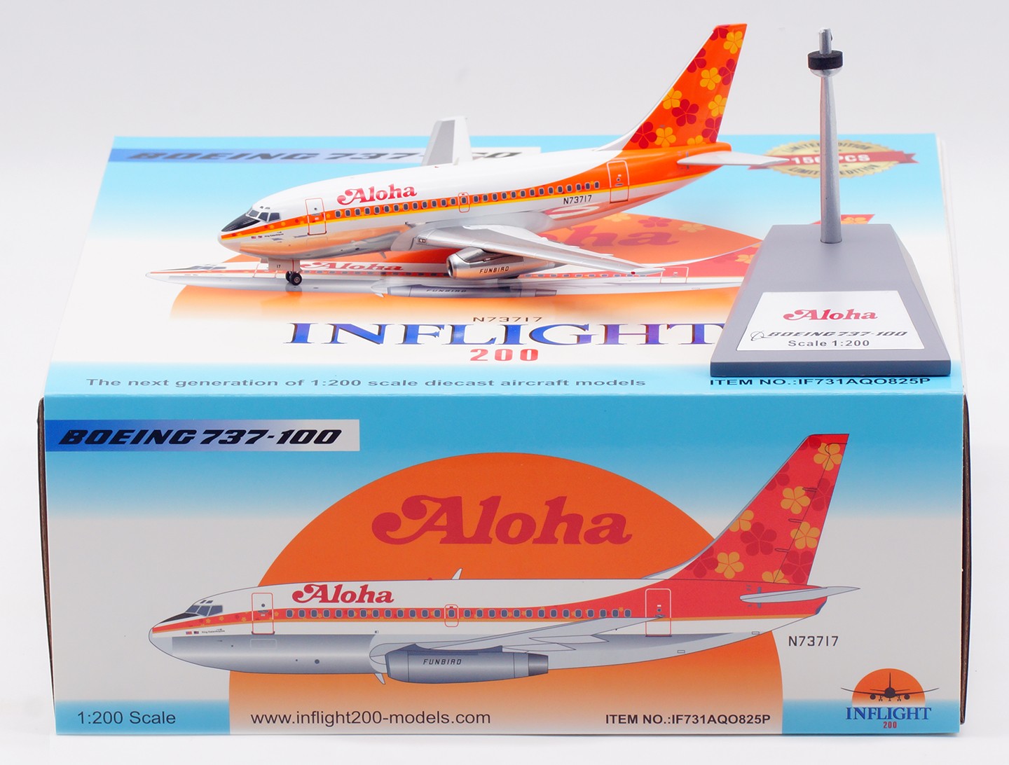 1:200 Inflight200 Aloha Boeing 737-100 Passenger Airplane Diecast Aircraft Model