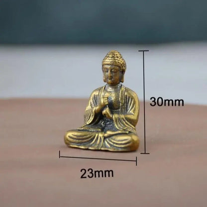 Solid Brass Rulaifo Bonze Mini Pocket Buddha Statue Table Bonsai Rockery Decor