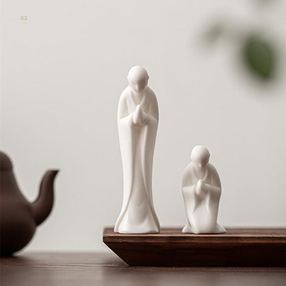 Kung Fu Tea Set Decoration Chinese Tradition Porcelain Tea Pet Zen Style Monk