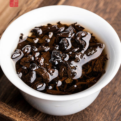 357g Wild Ancient Tea Tree Yunnan Pu Erh Ripe Tea Cake Qizi Cake Tea 2013
