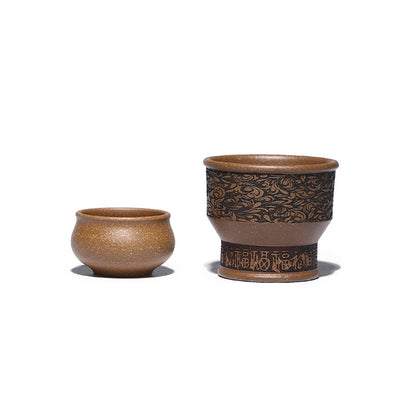 True Yixing Zisha Jiangpo Clay Tea Pot Handmade Matching Cup Hand Carved Pot New