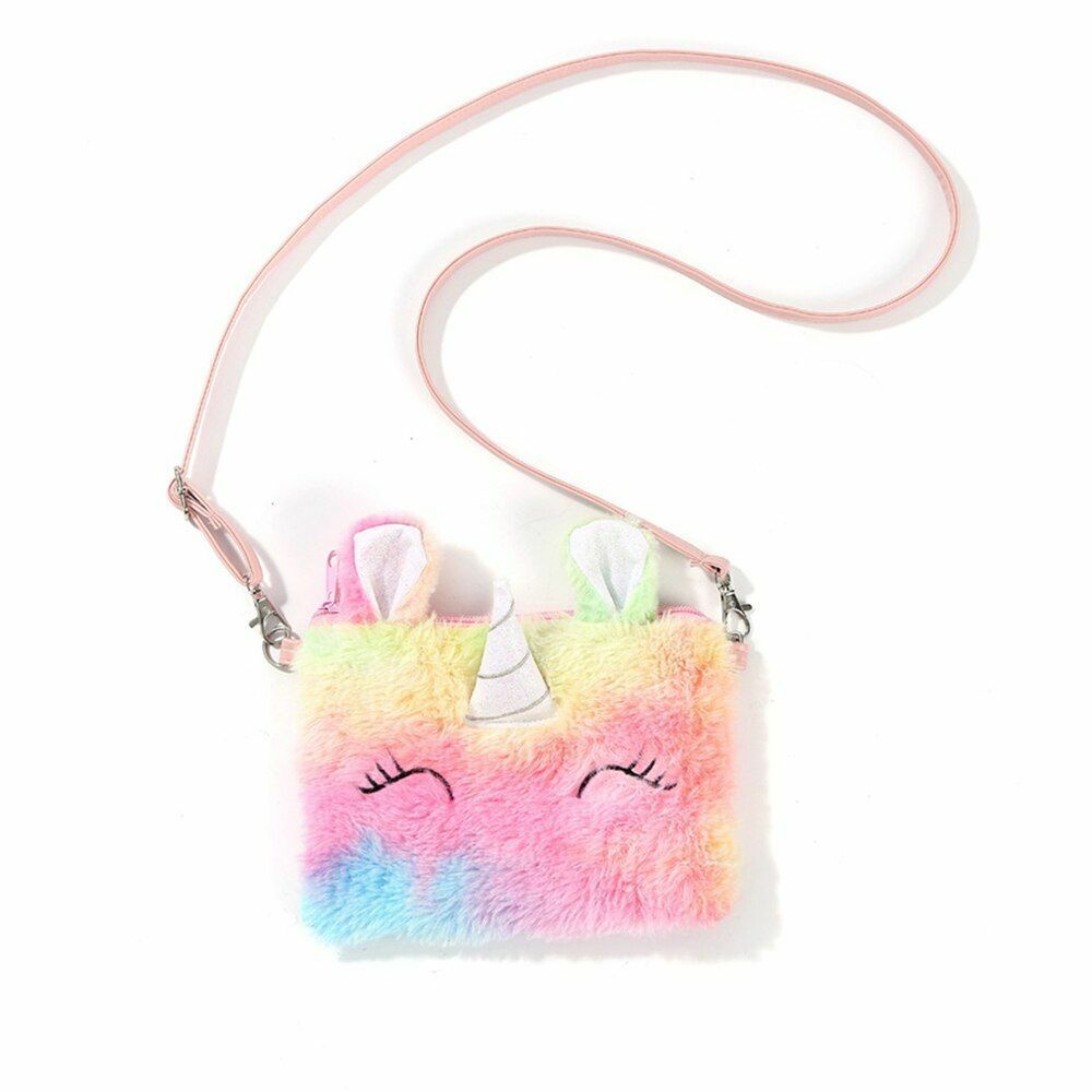 Shoulder Bag Plush Cartoon Boys Crossbody Girls Party Gift Shiny Unicorn Handbag