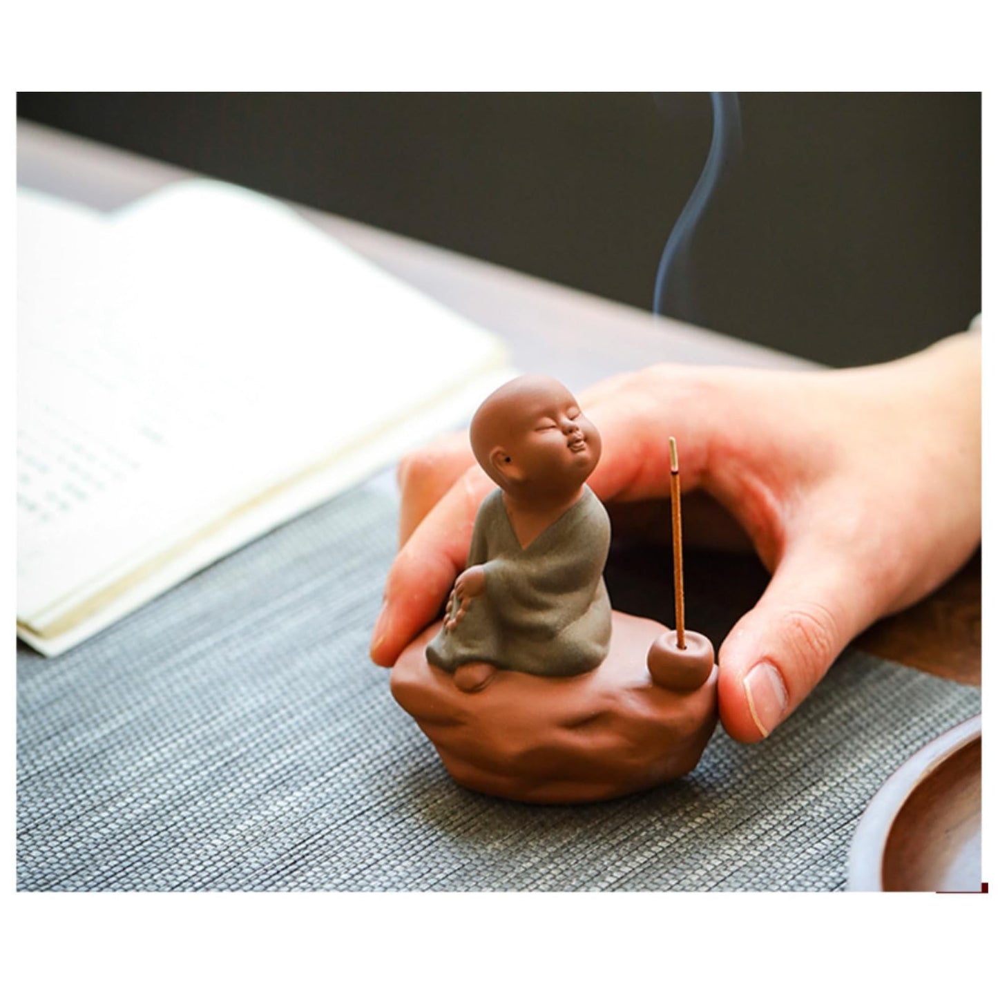 Little Monk Purple Clay Tea Pet Incense Burner With Incense 9cm Tea Ceremony