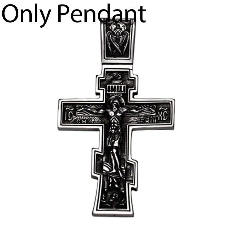 Men Jesus Cross Pendant Chain Necklace Stainless Steel Crucifix Fashion Jewelry
