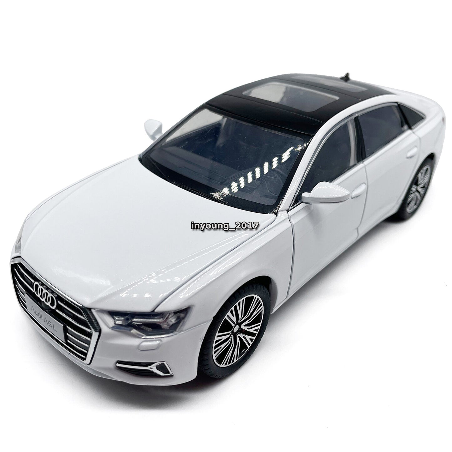 1/24 Scale 2022 Audi A6L Model Car Metal Diecast Toy Vehicle Light Sound White